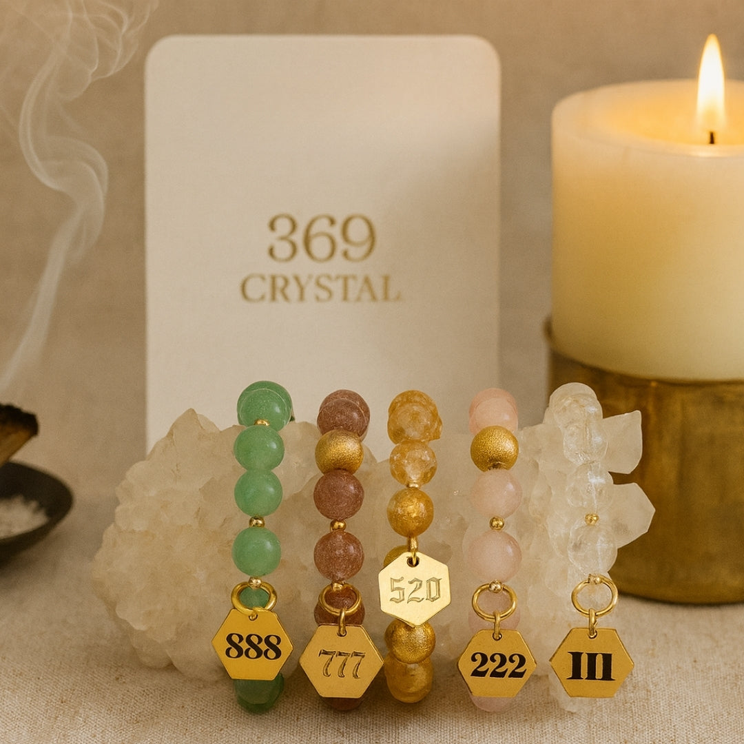 Miracle Codes Collection Set 5 Energy Coded Bracelets | Angel Number 111 • 222 • 777 • 888 • 520 | 18K Gold-Plated