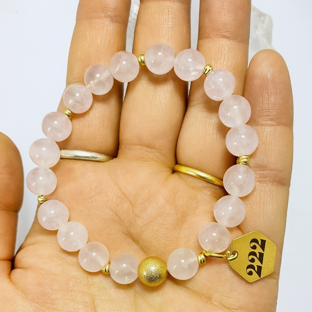222 Rose Quartz Bracelet 18K Gold Plated