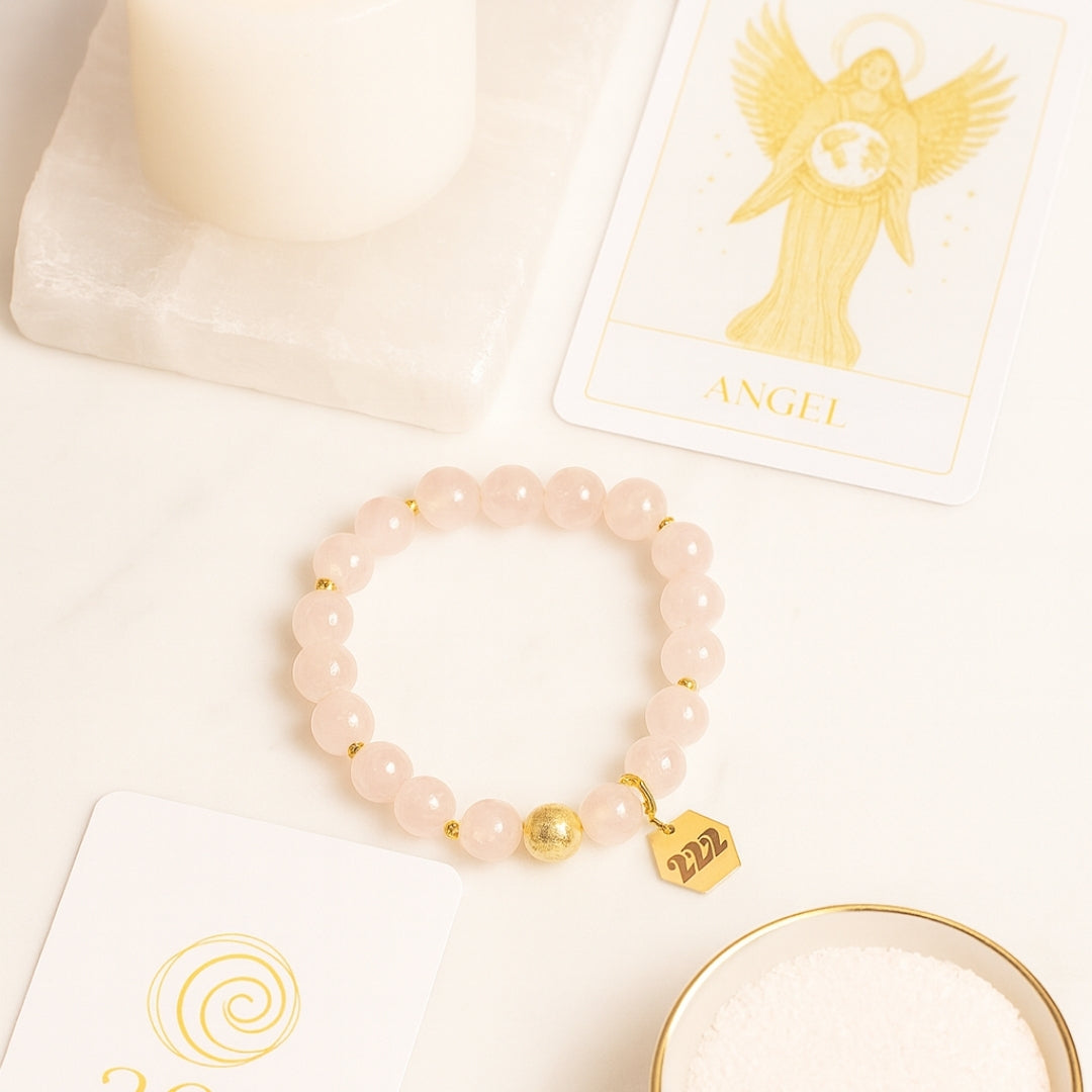 222 Rose Quartz Bracelet 18K Gold Plated