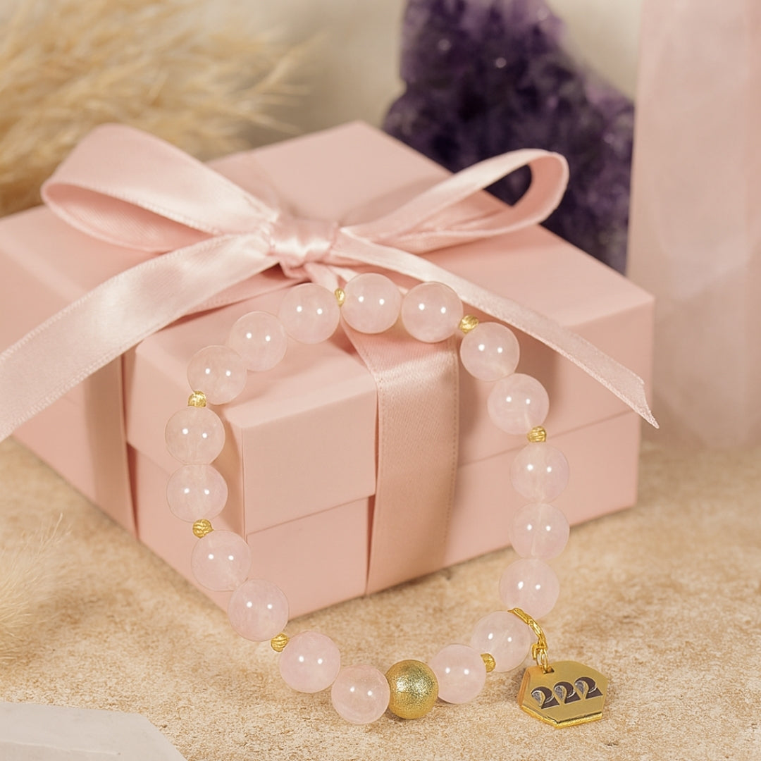 222 Rose Quartz Bracelet 18K Gold Plated