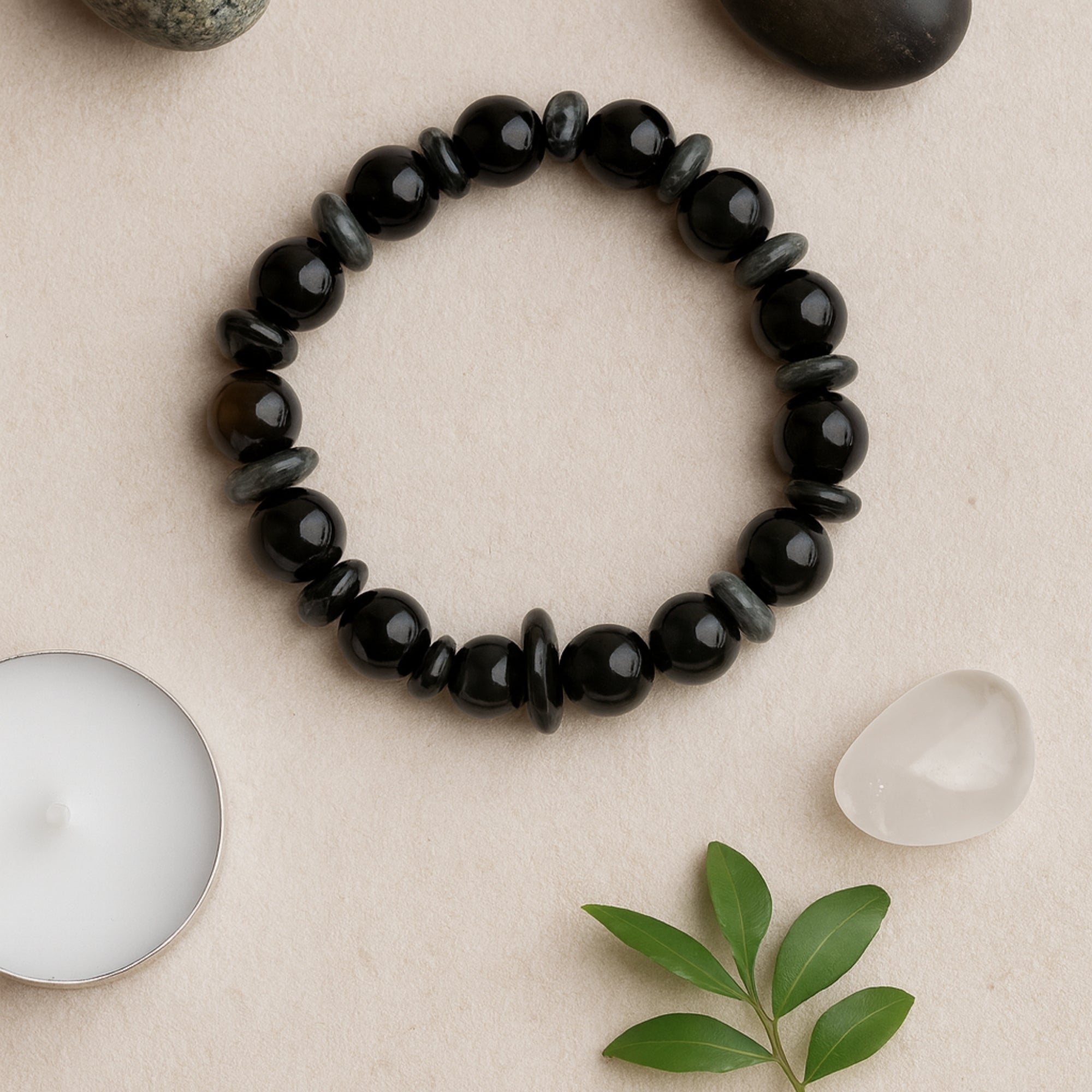 Obsidian Cat Eye Bracelet | 10 mm Natural Stone Beads