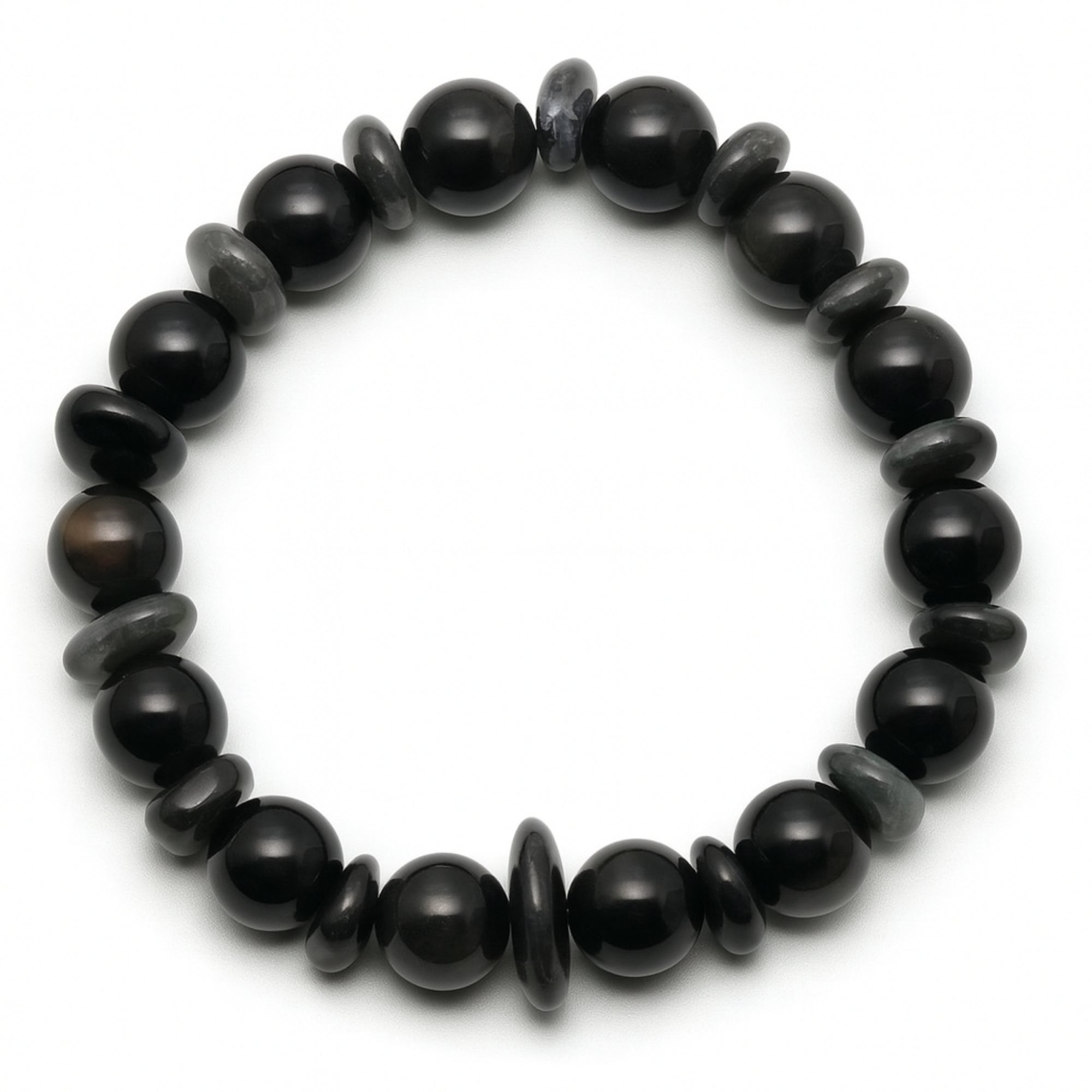 Obsidian Cat Eye Bracelet | 10 mm Natural Stone Beads