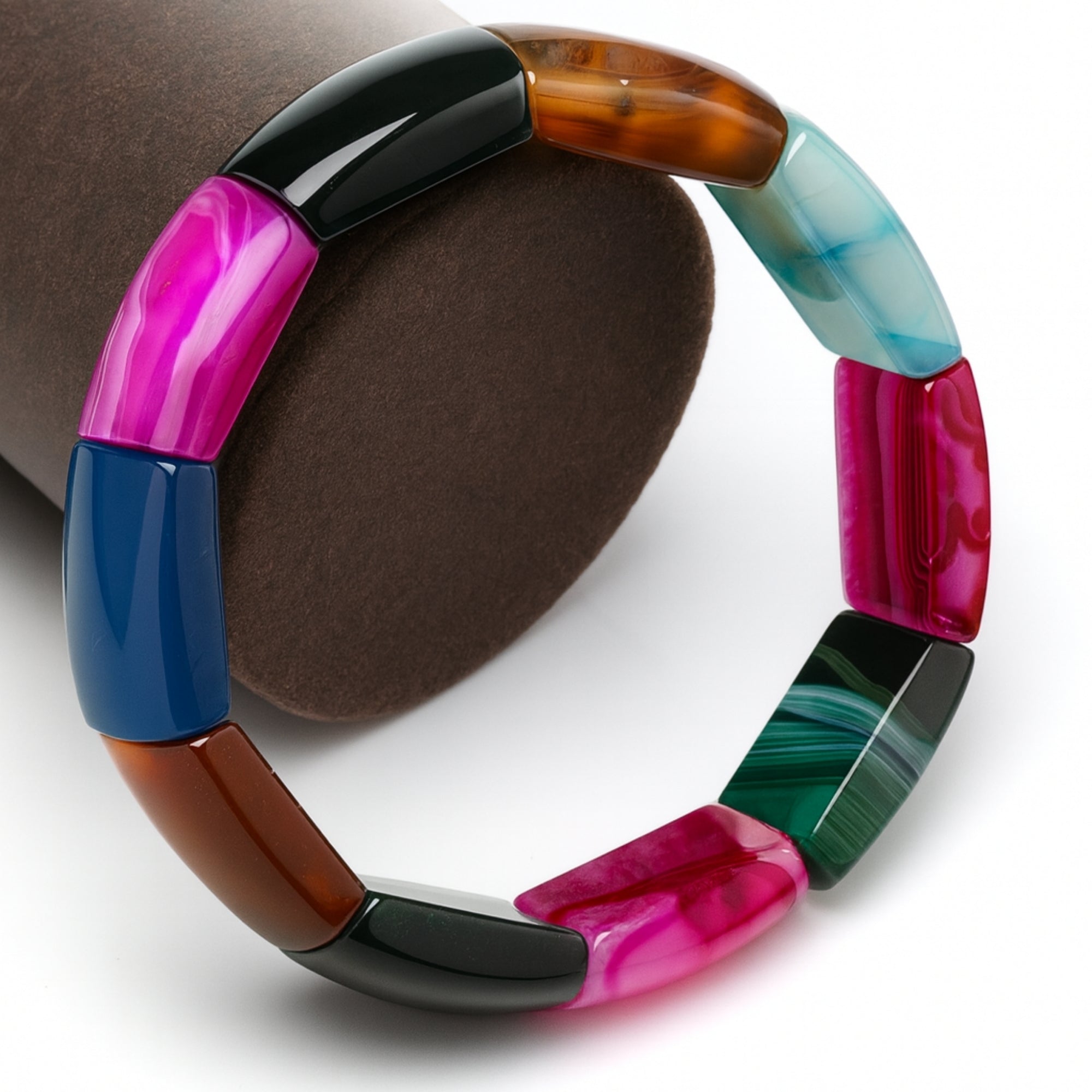 Rainbow Aegis – Madagascar Agate Bracelet | 15x23mm Multicolor Premium Cut