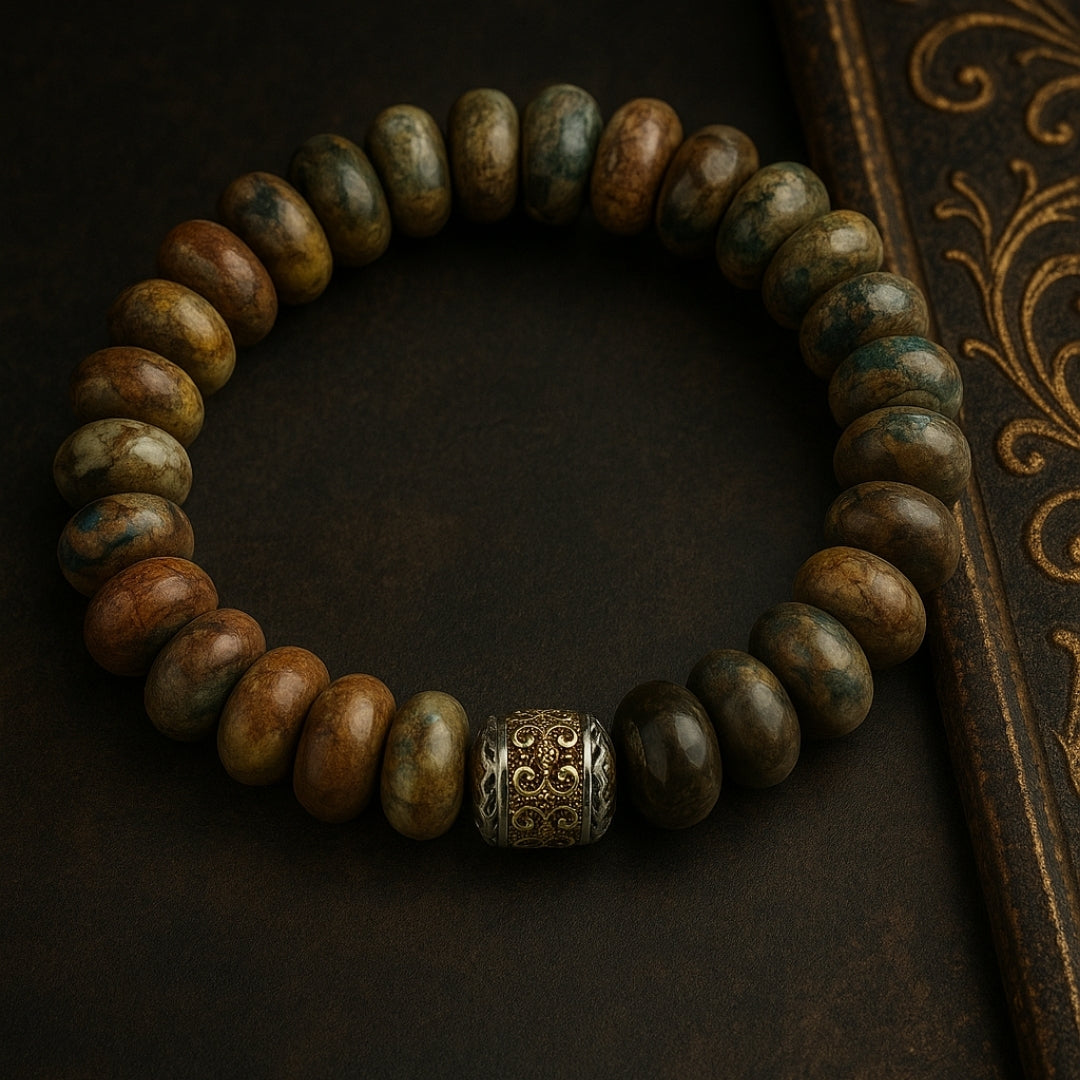 Jasper Bracelet 12mm Rondelle | Grounding Balance Crystal Jewelry Unisex Gemstone Gift