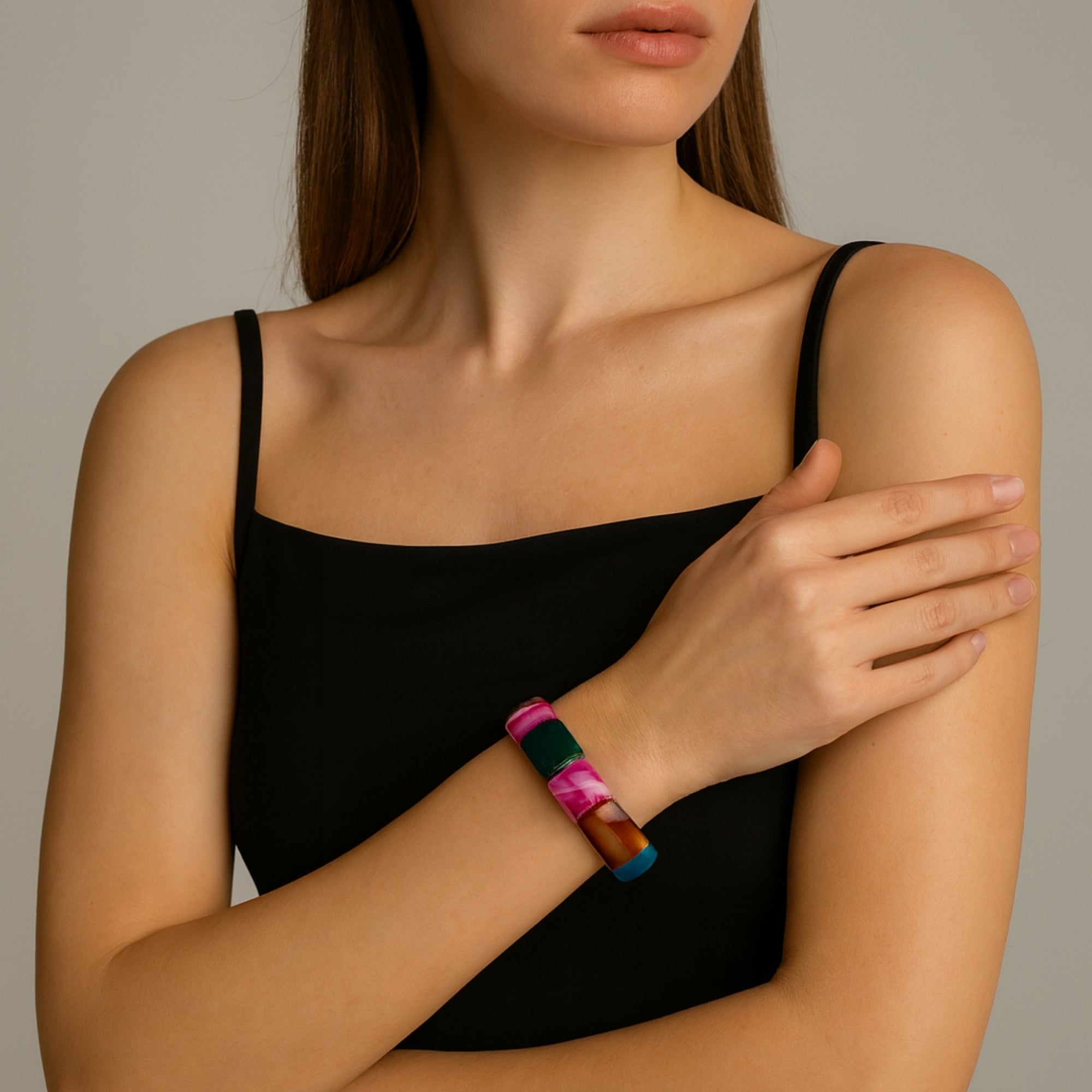 Rainbow Aegis – Madagascar Agate Bracelet | 15x23mm Multicolor Premium Cut