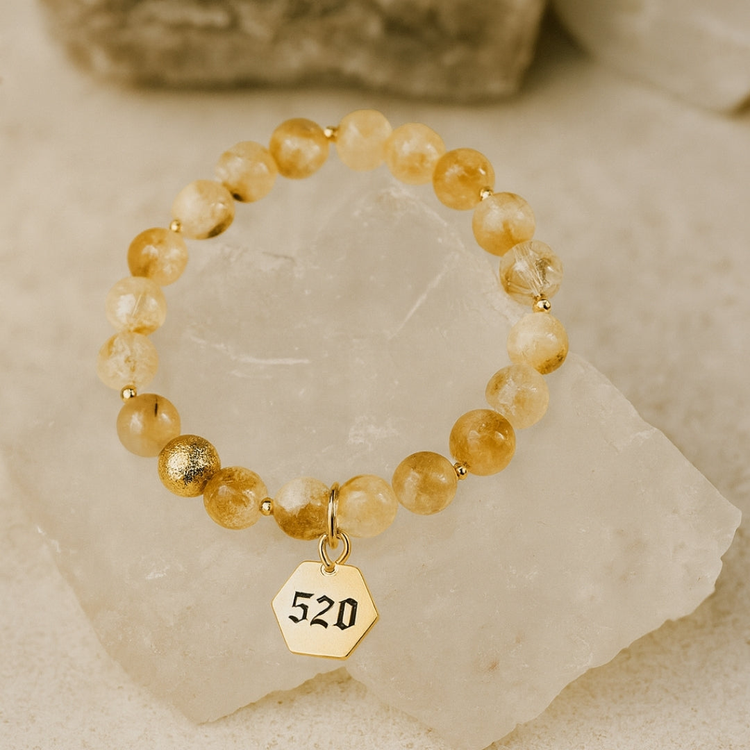 520 Citrine Money Magnet Bracelet 8mm |  18K Gold-Plated |