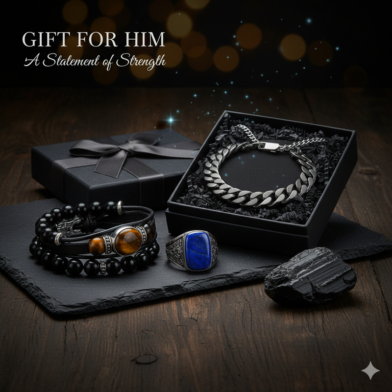 Shop the perfect Gift for Him: Find meaningful, durable jewelry for strength and style. Discover powerful gemstone accessories for every man.