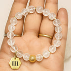 111 Clear Quartz Bracelet 8mm 18K Gold Plated