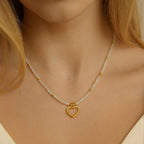 Moonstone Heart Necklace | 3 mm Faceted Gemstones | Naia Heart | Intuition • Emotional Harmony • Lunar Radiance