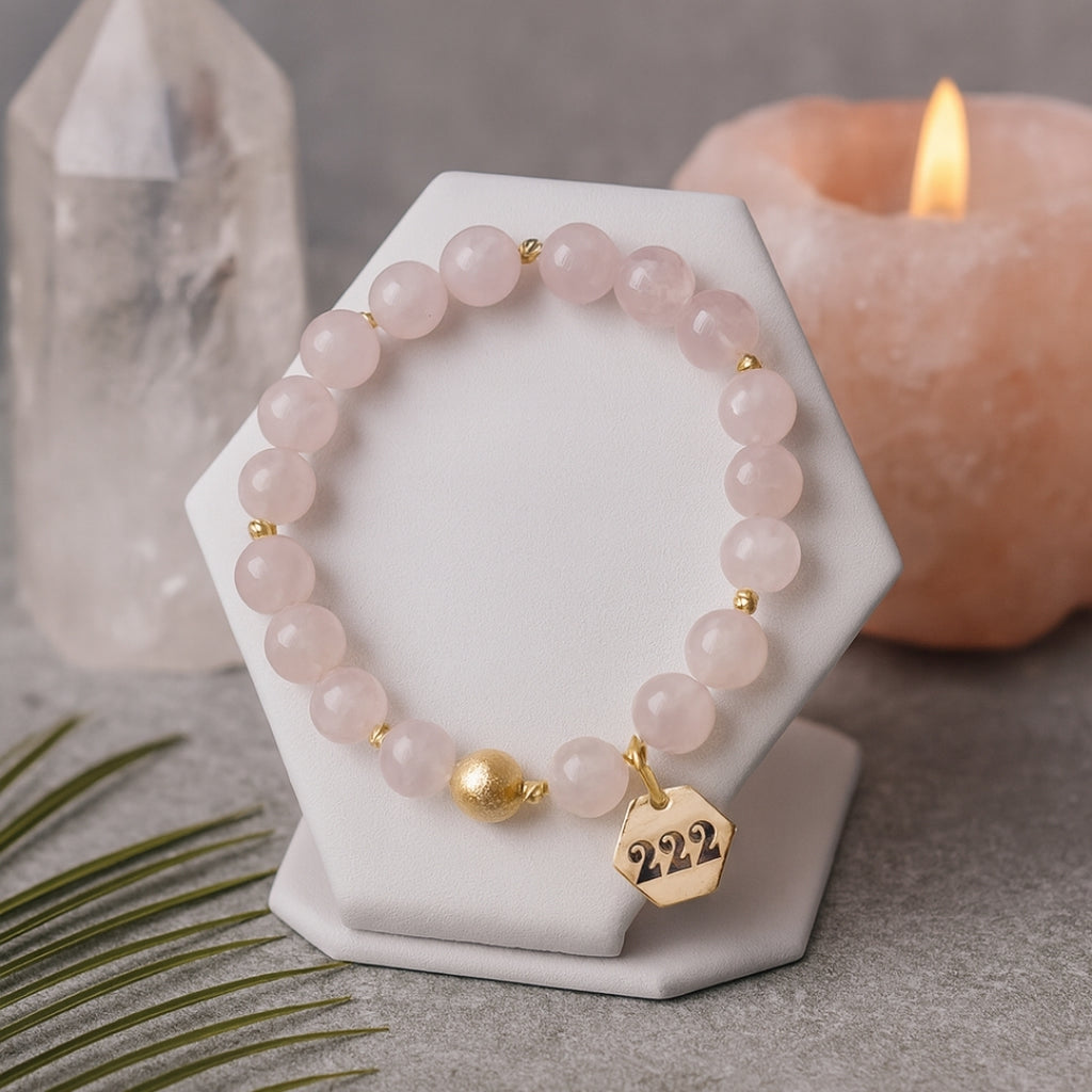 222 Rose Quartz Bracelet 18K Gold Plated
