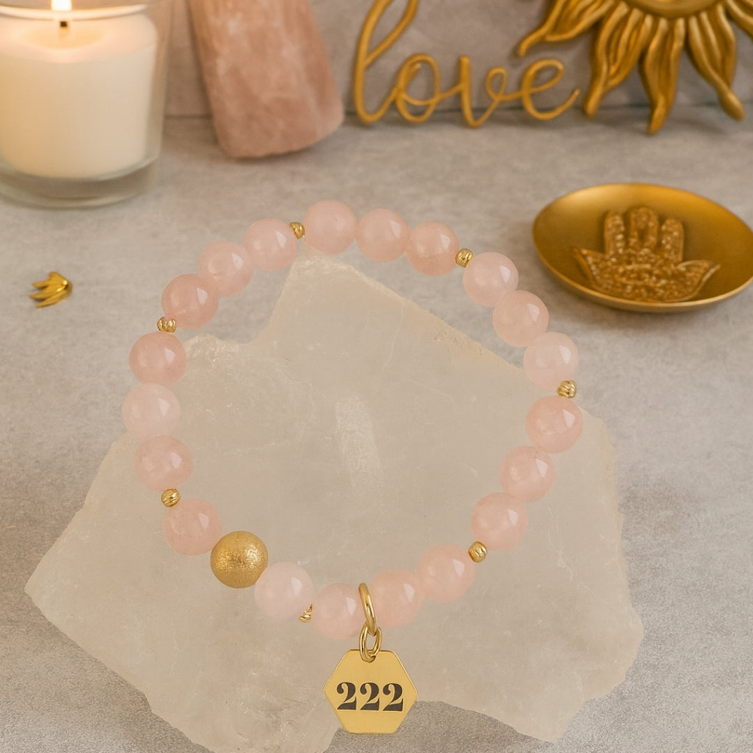 222 Rose Quartz Bracelet 18K Gold Plated