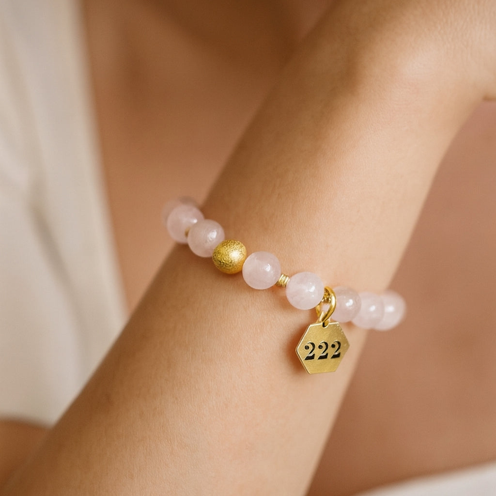 222 Rose Quartz Bracelet 18K Gold Plated