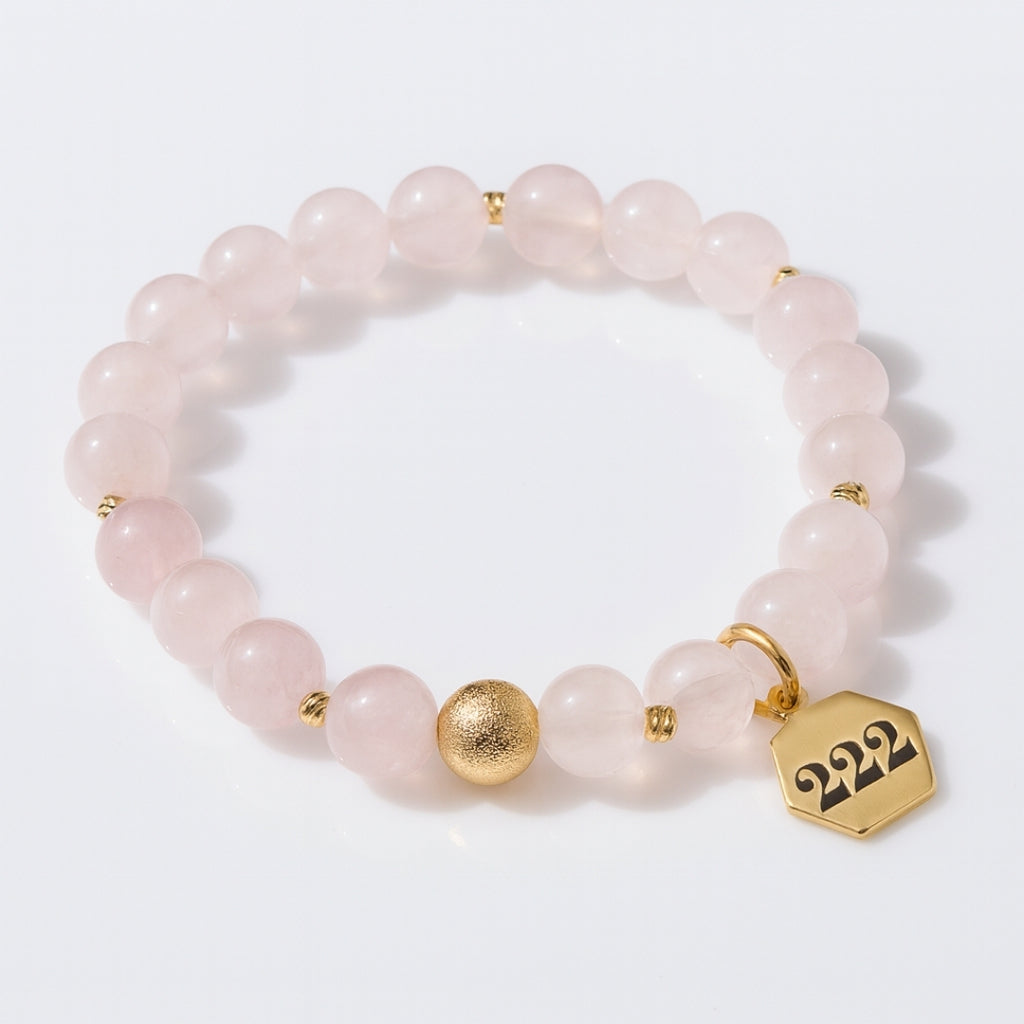 222 Rose Quartz Bracelet 18K Gold Plated
