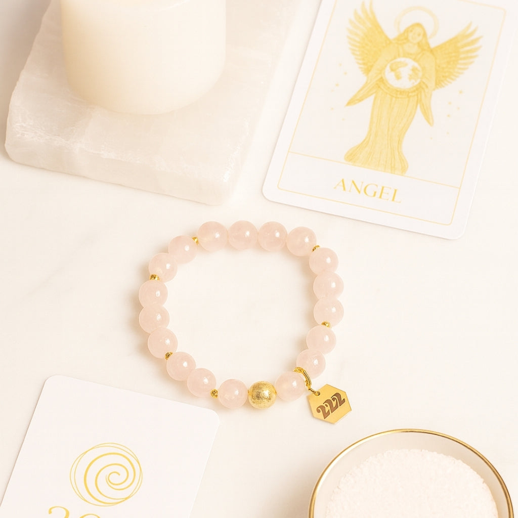 222 Rose Quartz Bracelet 18K Gold Plated