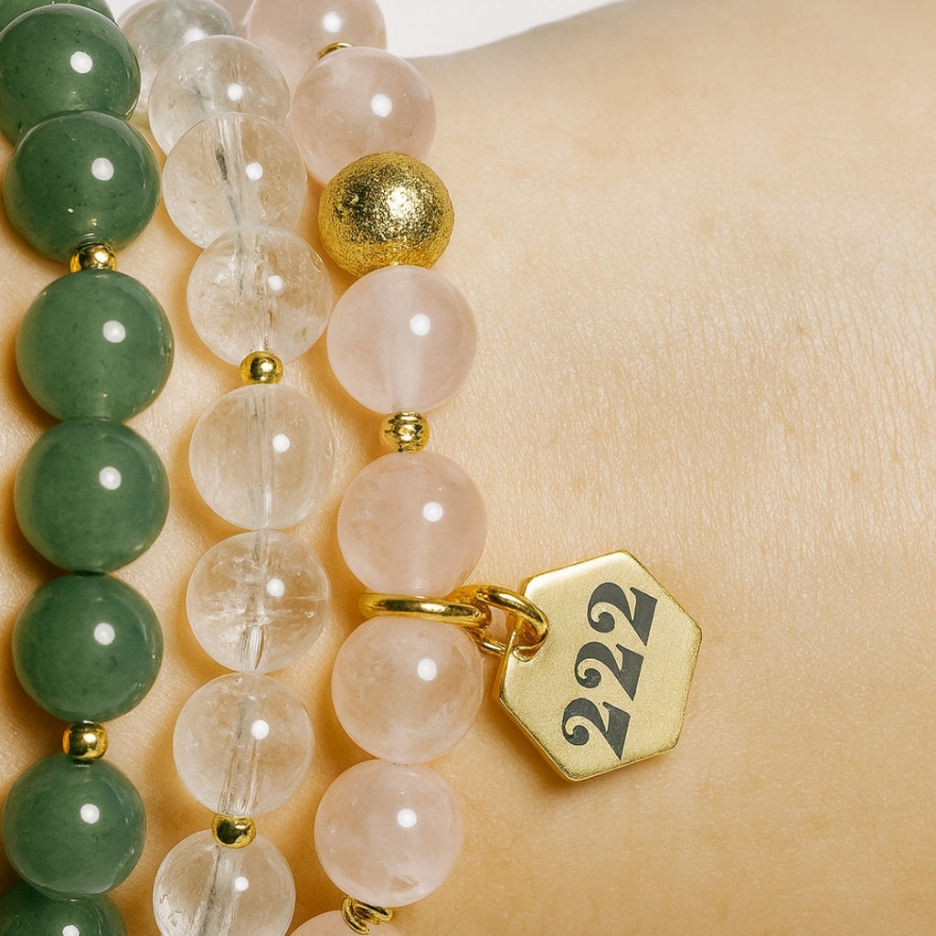 222 Rose Quartz Bracelet 18K Gold Plated