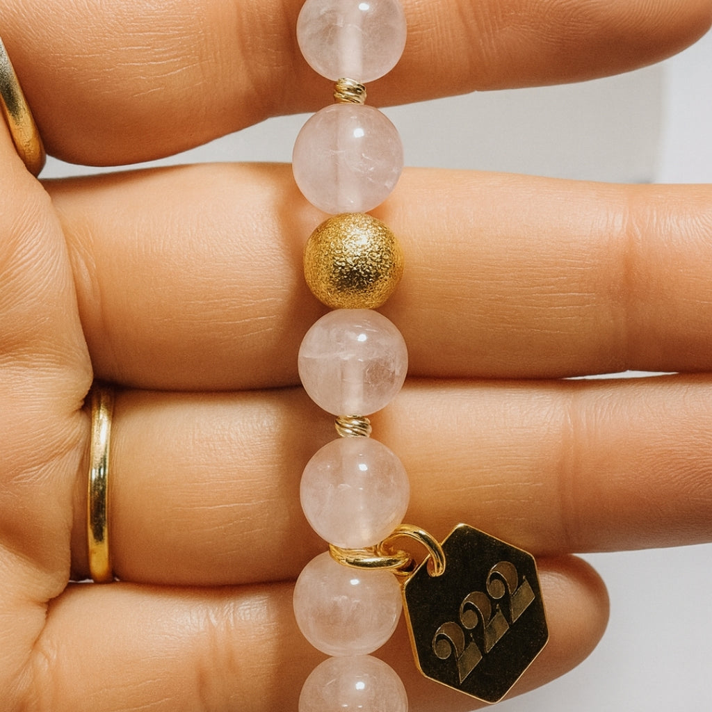 222 Rose Quartz Bracelet 18K Gold Plated