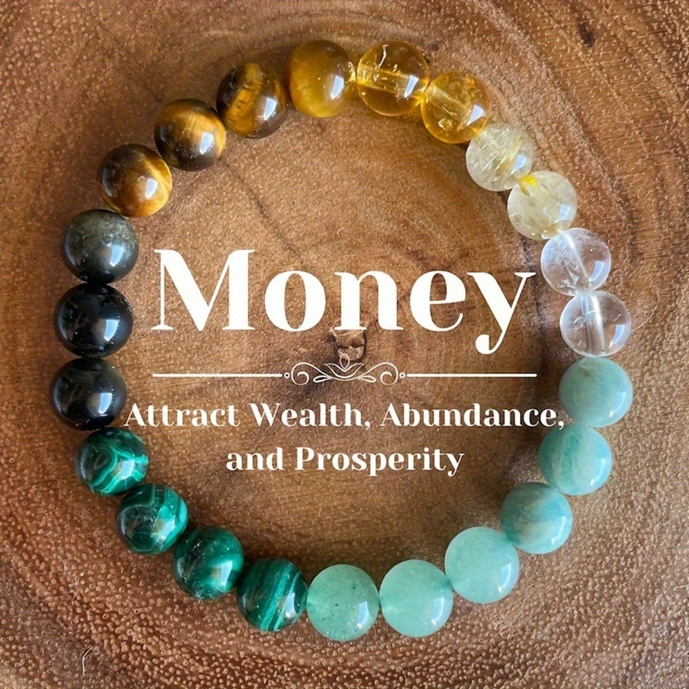 Harmony of Citrine, Dongling Stone, and Malachite Natural Gemstone Bracelet