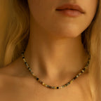 Rainbow Tourmaline Choker Dainty Necklace Gemstone Beads with Charm Handmade Gift