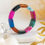 Rainbow Aegis – Madagascar Agate Bracelet | 15x23mm Multicolor Premium Cut