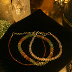 Strawberry Quartz + Rose Quartz + Garnet Bracelet Set  Handmade Gemstone Jewelry