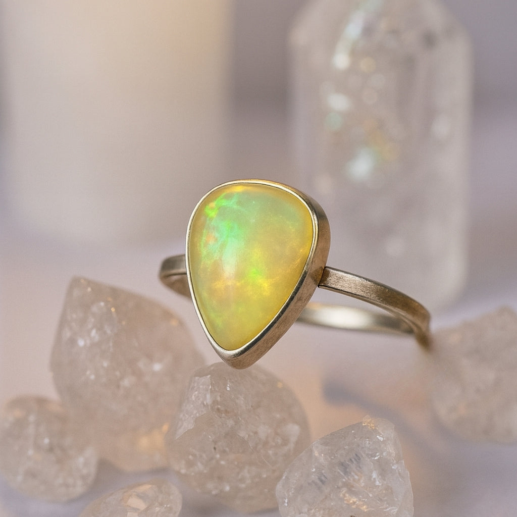 Opal Ring Eos Spectrum Ethiopian Opal |Adjustable 925 Sterling Silver