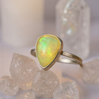 Adjustable Ethiopian Opal Ring 🌈 925 Sterling Silver | Rainbow Crystal Birthstone Jewelry | Handmade Unique October Gemstone Gift for Her