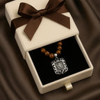 Tiger Eye Necklace 925 Silver | 8mm Premium Hand-Knotted Beads 925 Silver |Tiger Head Pendant