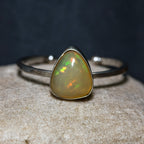 Adjustable Ethiopian Opal Ring 🌈 925 Sterling Silver | Rainbow Crystal Birthstone Jewelry | Handmade Unique October Gemstone Gift for Her