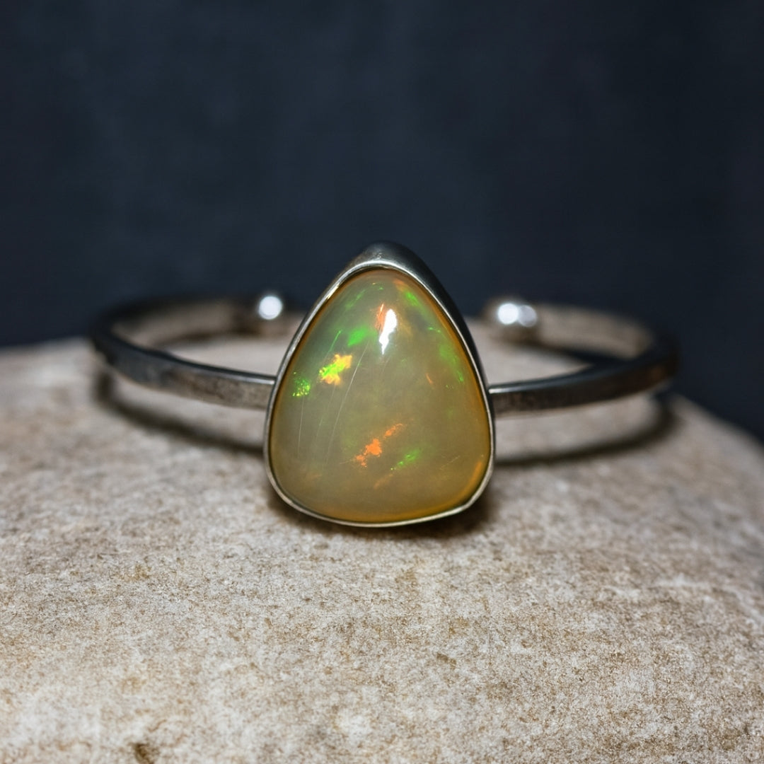Opal Ring Eos Spectrum Ethiopian Opal |Adjustable 925 Sterling Silver