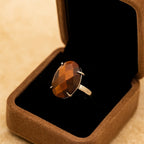 Tiger Eye Auric Shield Ring | Adjustable Silver Plated Natural Gemstone