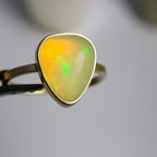 Adjustable Ethiopian Opal Ring 🌈 925 Sterling Silver | Rainbow Crystal Birthstone Jewelry | Handmade Unique October Gemstone Gift for Her