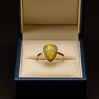 Adjustable Ethiopian Opal Ring 🌈 925 Sterling Silver | Rainbow Crystal Birthstone Jewelry | Handmade Unique October Gemstone Gift for Her