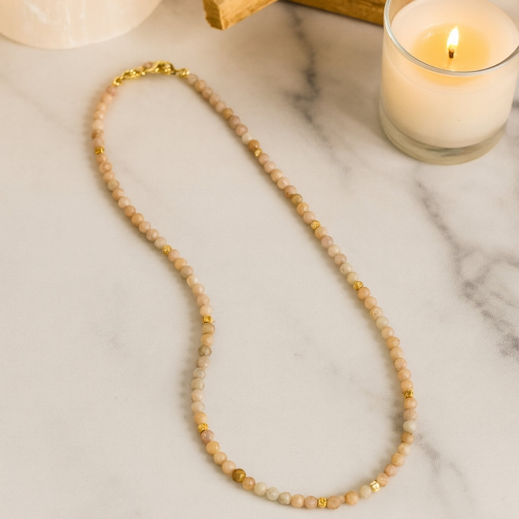Sunstone Necklace – 3 mm Faceted Crystal