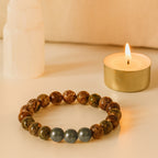 Pink Ocean Jasper Pyrite Bracelet 8mm Gemstone Beads