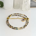 Rainbow Tourmaline Choker Dainty Necklace Gemstone Beads with Charm Handmade Gift