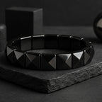 Obsidian Core Bracelet | 12x12 mm Pyramid Cut Stones