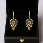 Boho Lapis Coral Earrings – One of a Kind Sterling Silver Bronze Spiral Drop Dangle