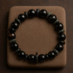 Obsidian Cat Eye Bracelet | 10 mm Natural Stone Beads