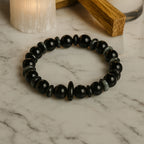 Obsidian Cat Eye Bracelet | 10 mm Natural Stone Beads