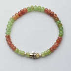 Strawberry Quartz + Rose Quartz + Garnet Bracelet Set  Handmade Gemstone Jewelry