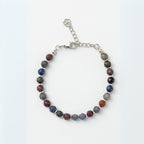 Ruby Sapphire Handmade Bracelet 6mm Faceted with Hematite & Clover Charm