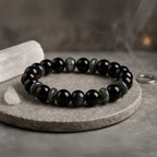 Obsidian Cat Eye Bracelet | 10 mm Natural Stone Beads