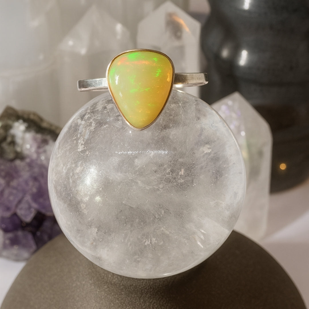 Opal Ring Eos Spectrum Ethiopian Opal |Adjustable 925 Sterling Silver