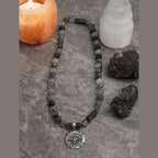 Rutilated Quartz Necklace 8mm|Premium Hand-Knotted Beads | 925 Silver Compass Rose Pendant