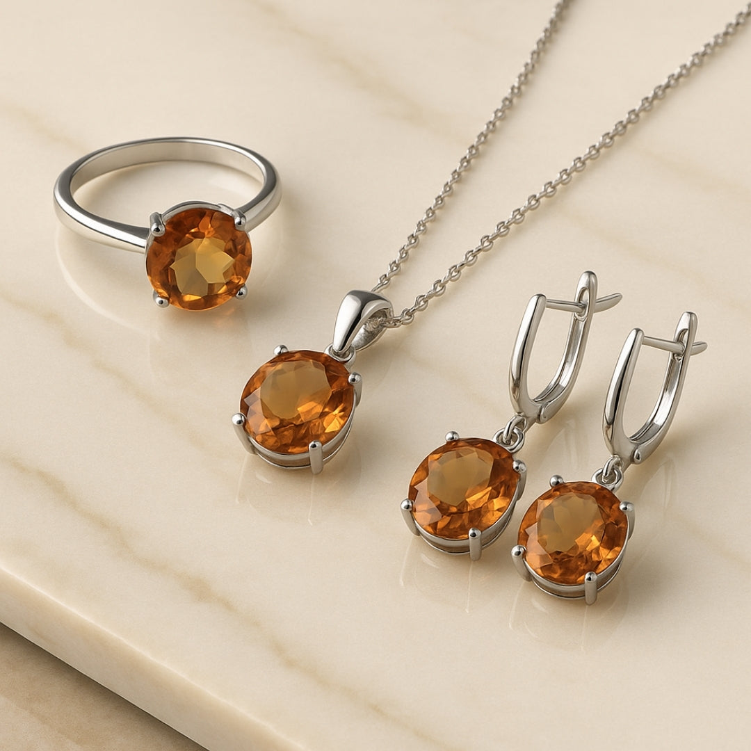 Zultanit Color- Changing Jewelry Gift Set | Sterling Silver Ring Earrings Necklace