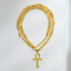 Citrine Ankh Necklace | 6mm Faceted Citrine | Gold-Plated Ankh Pendant | Abundance • Vitality • Protection | Luxury Handmade Gift