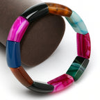 Rainbow Aegis – Madagascar Agate Bracelet | 15x23mm Multicolor Premium Cut