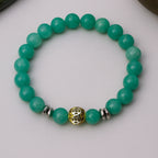 Amazonite Hematite Bracelet 8mm Handmade Crystal Jewelry