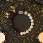 Moonstone Amethyst Evil Eye Talisman|Lunar Amethyst Bracelet|8mmGold Hematite