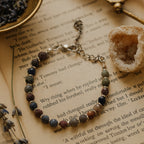 Ruby Sapphire Handmade Bracelet 6mm Faceted with Hematite & Clover Charm